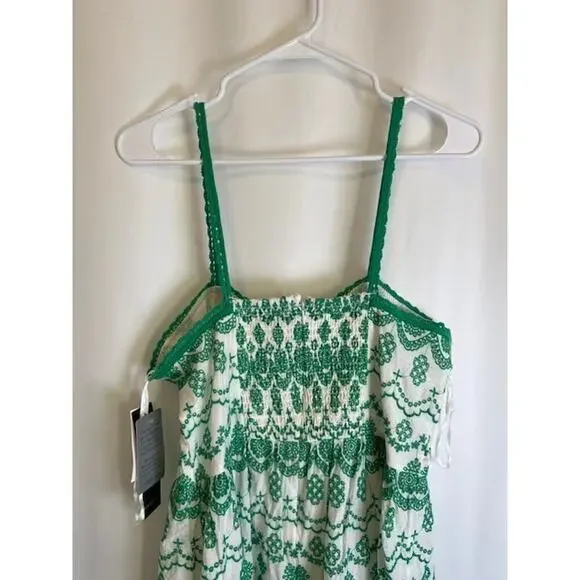 Adrianna Papell Green/Ivory Cotton Eyelet Midi Dress Size 10 MSRP $159 - Picture 4 of 10